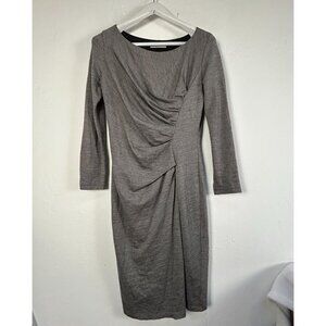 MaxMara Womens Gray Long Sleeve Ruched Knee-Length Sheath Dress Gray Italy Made